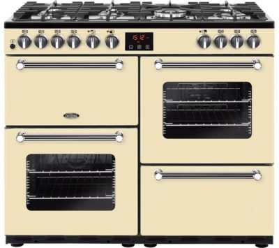 BELLING BEL Kensington 100 DFT 100 cm Dual Fuel Range Cooker - Cream & Chrome BELLING BEL Kensington 100 DFT 100 cm Dual Fuel Range Cooker - Cream & Chrome